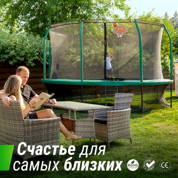 Батут Unix line Supreme Game с внутренней сеткой 12 футов - 360 см (зеленый) (TRUSUG12GR) - 11